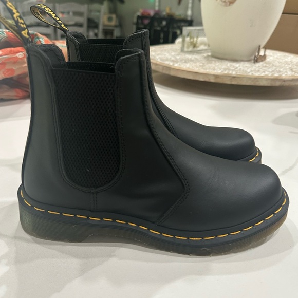 Dr. Martens Black Leather Boots with Yellow Stitching - Picture 4 of 6